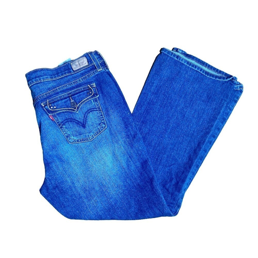 Levis 515 Boot Cut Womens Jeans Stretch Dark Wash Denim Flap Pockets Size 16S